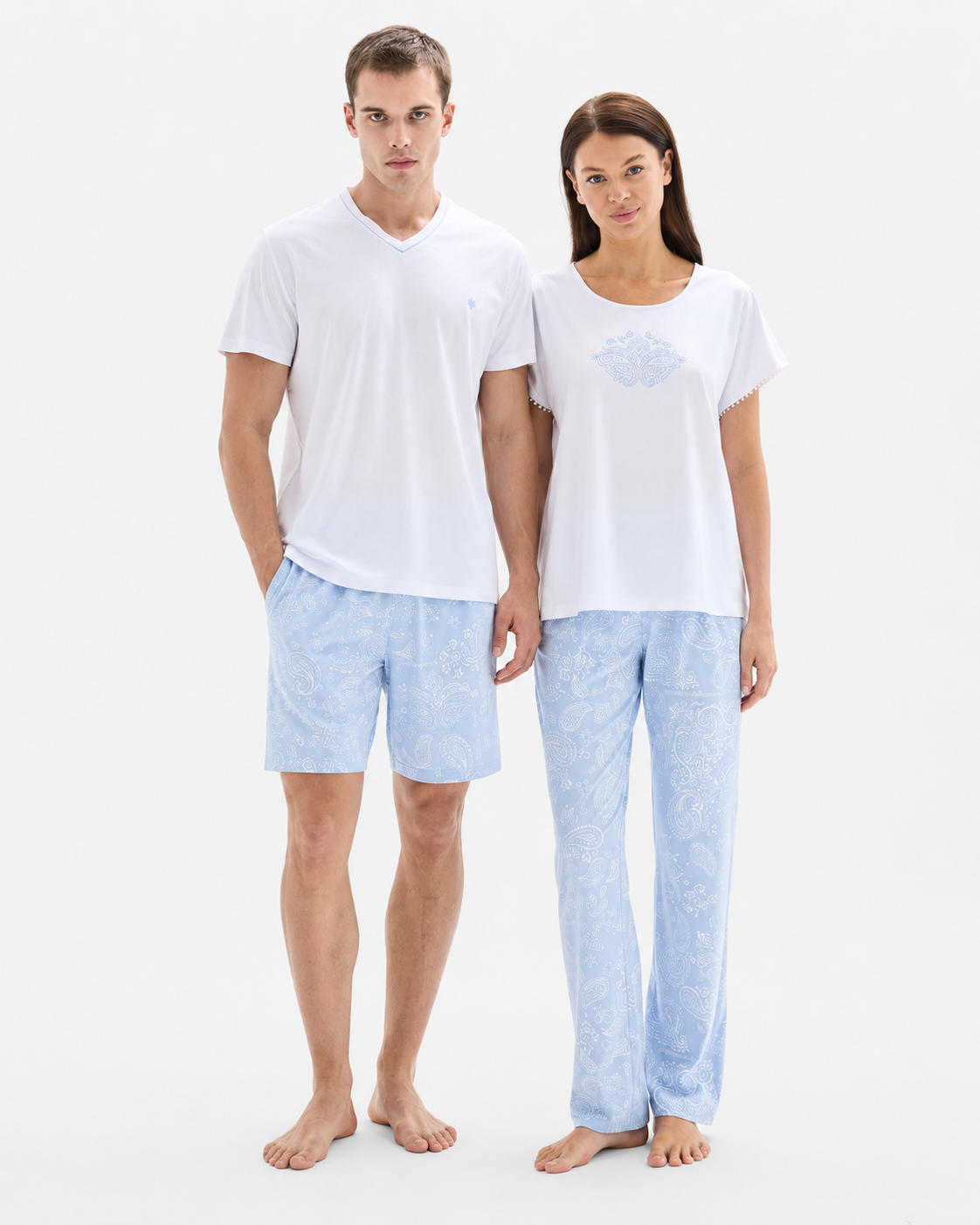Blackspade Optic White & Blue Men's Short Pyjama