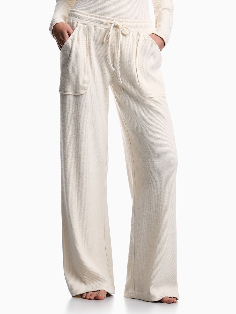 Emporio Armani Women's Ribbed Wide Leg Lounge Trousers
