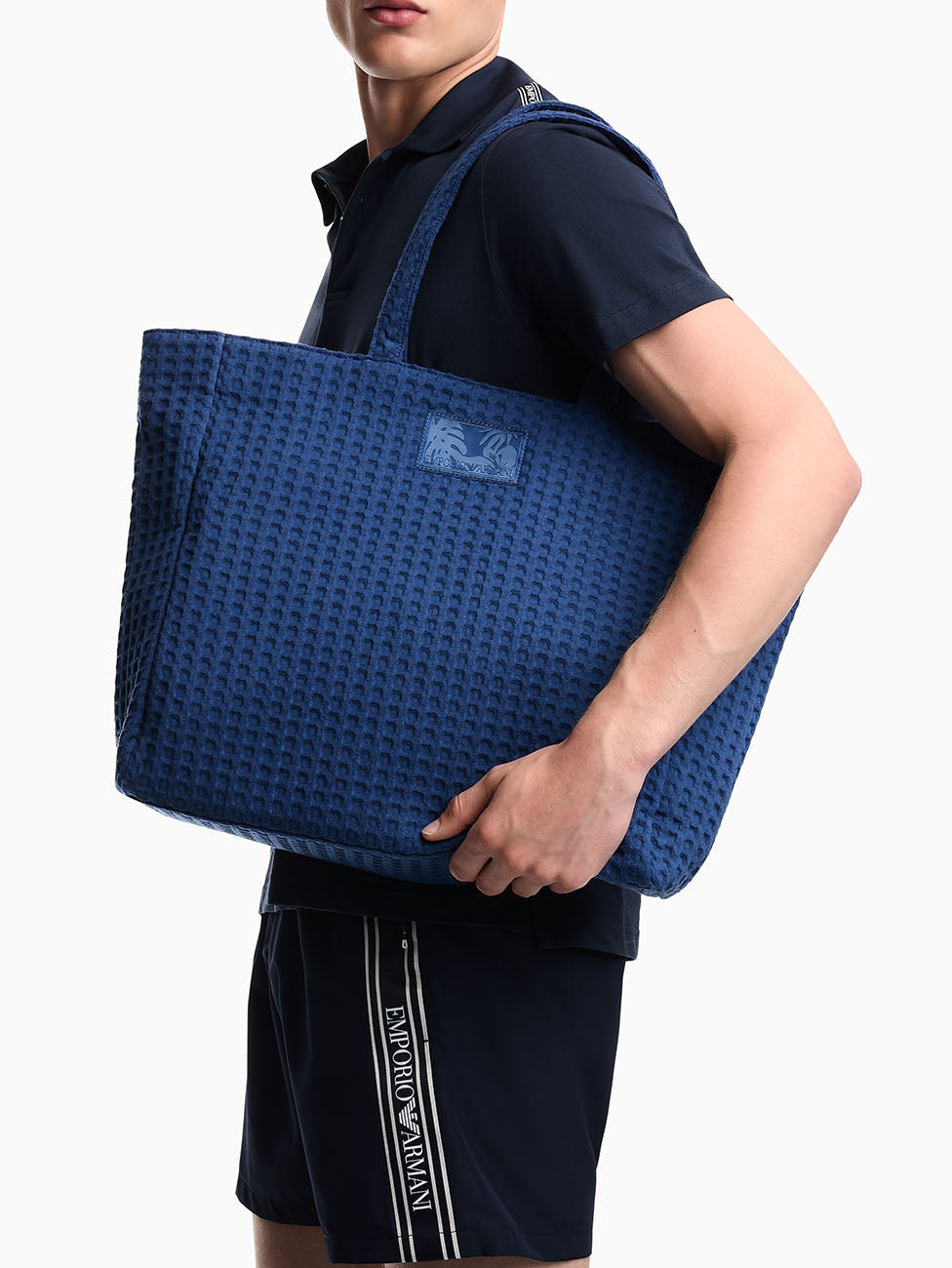 Emporio Armani Waffle Fabric Shopping Bag