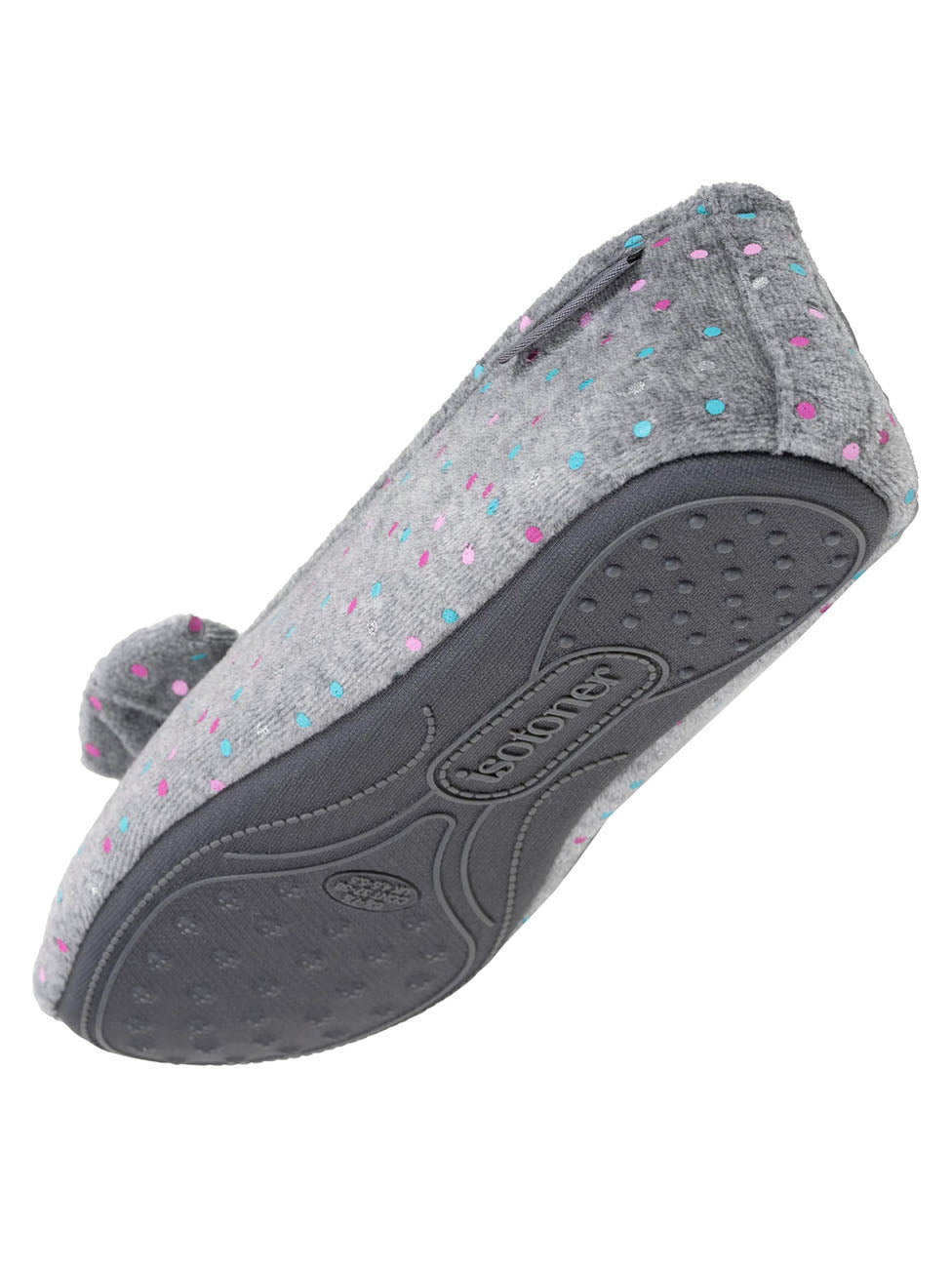 Isotoner Women's Pois Gris Ballerina Slippers