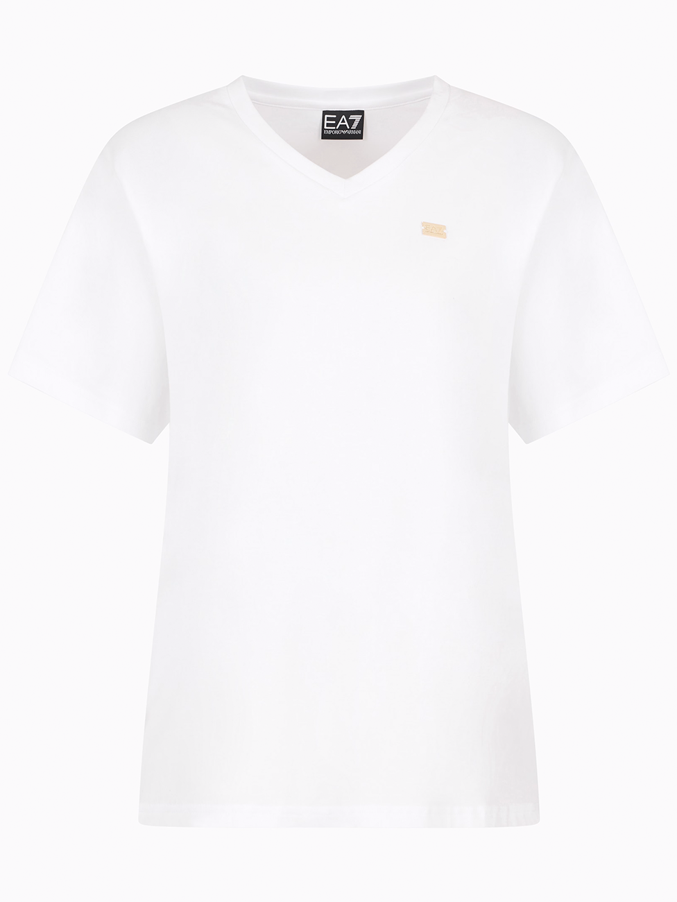 EA7 Core Lady Stretch Cotton Jersey V-Neck T-Shirt