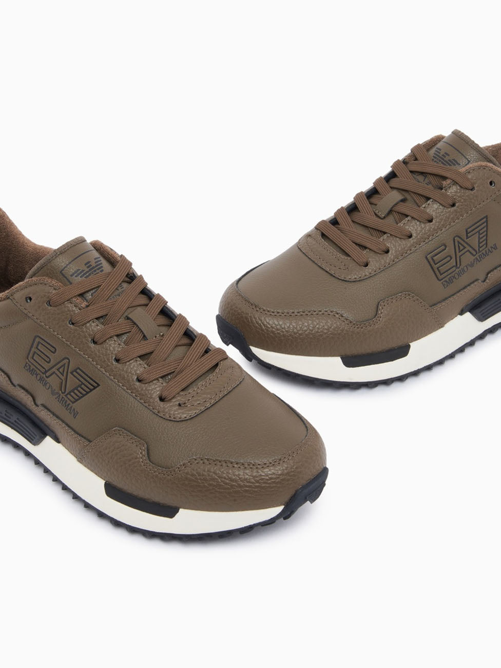 EA7 Teak & White Vintage Running Sneakers