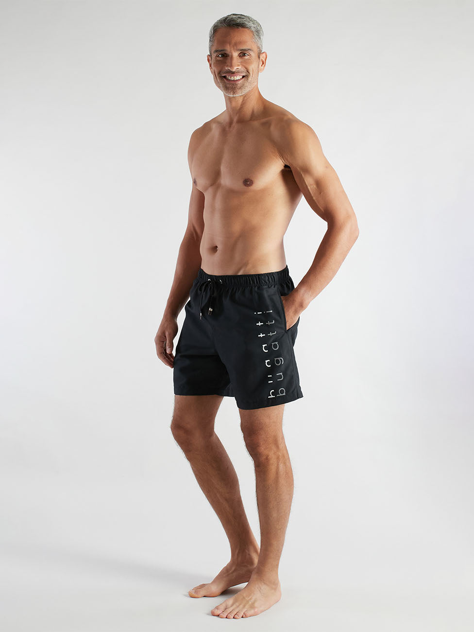 Bugatti Black Logo Print Beach Shorts