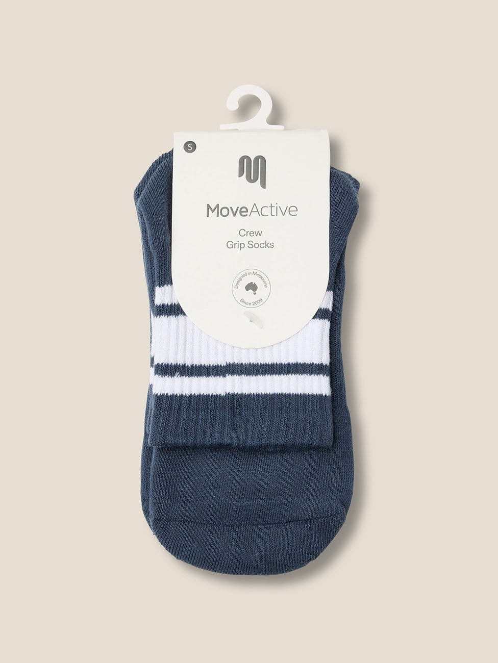 MoveActive French Navy Stripe Crew Grip Socks