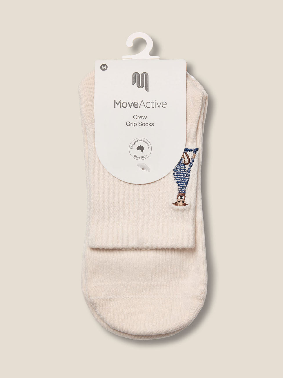 MoveActive Greyhound Oat Crew Grip Socks
