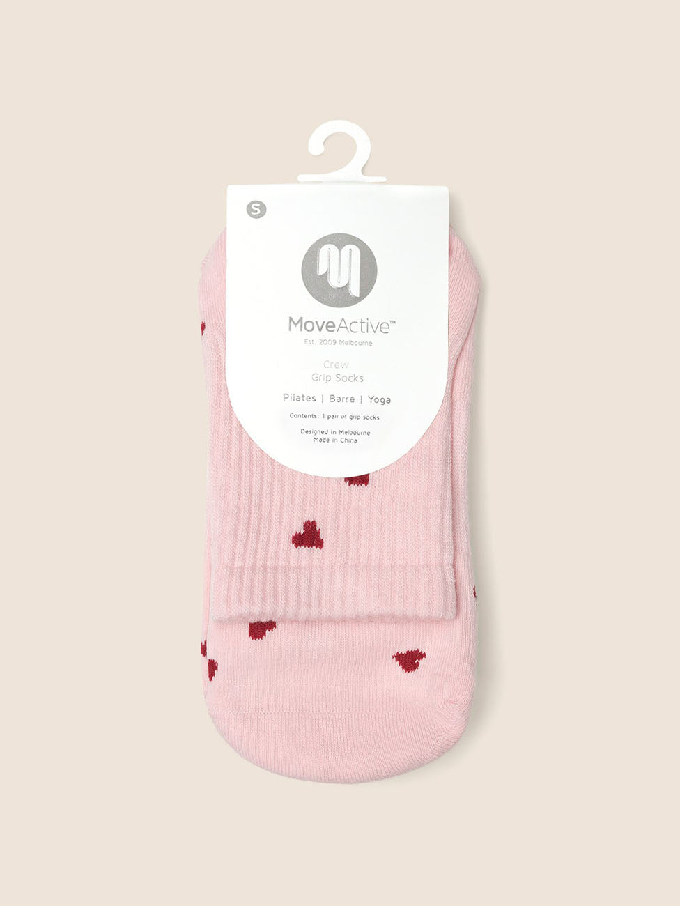 MoveActive Love Me Pink Crew Grip Socks