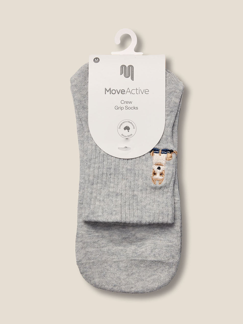 MoveActive Terrier Grey Marle Crew Grip Socks
