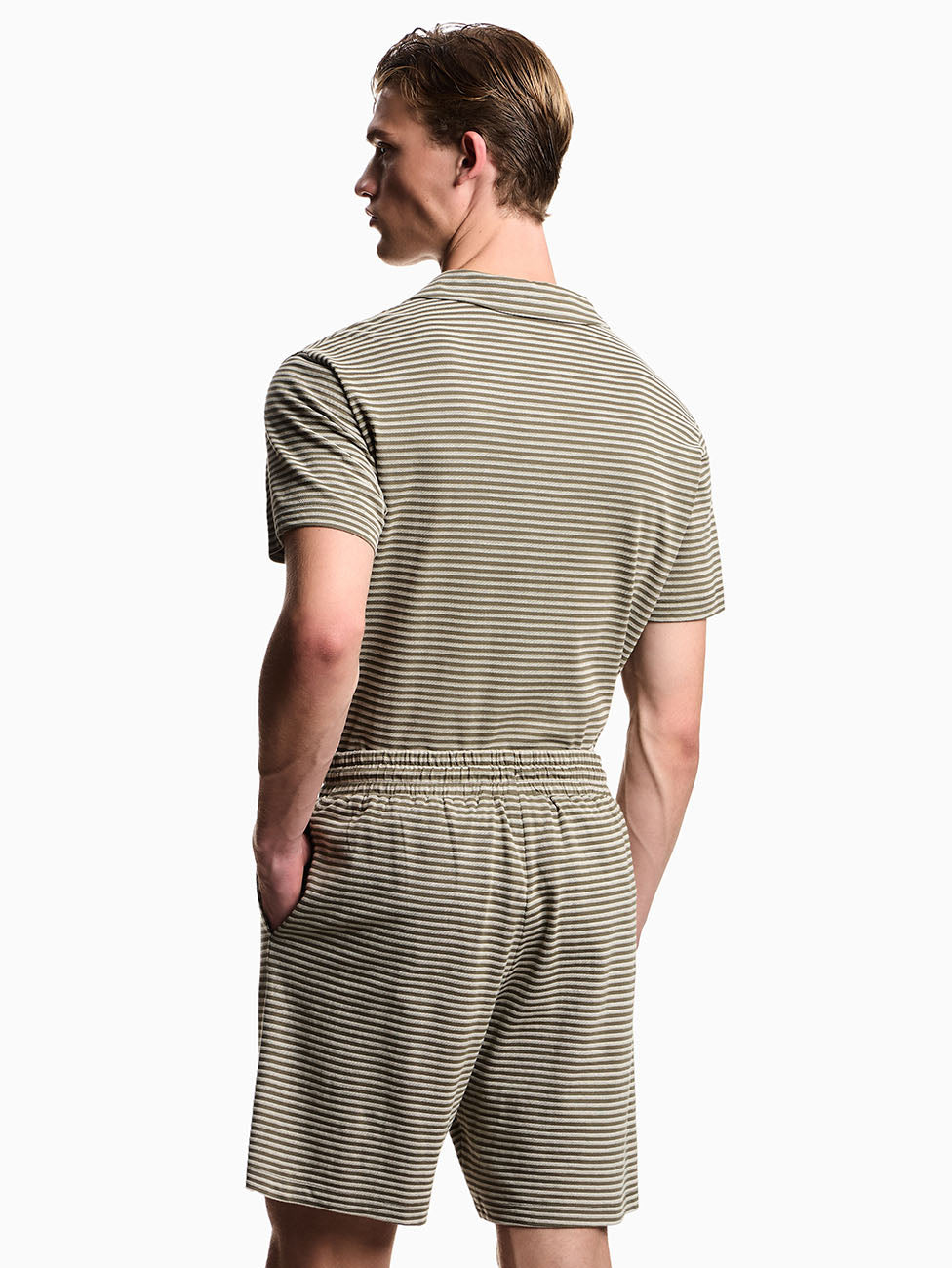 Emporio Armani Striped Knit Cotton Bermuda Shorts
