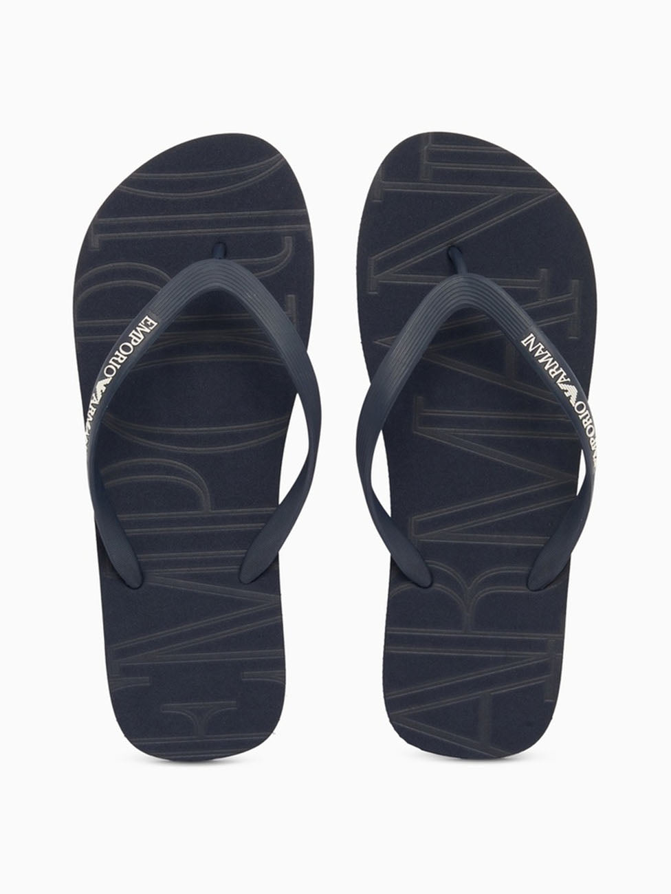 Emporio Armani Blue & White Rubber Flip Flops