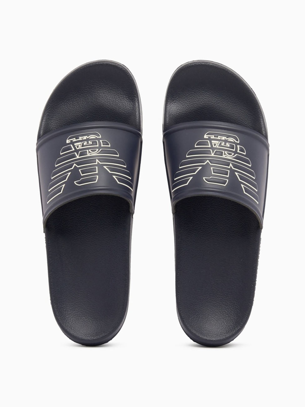 Emporio Armani Blue & White Oversized Eagle Slippers