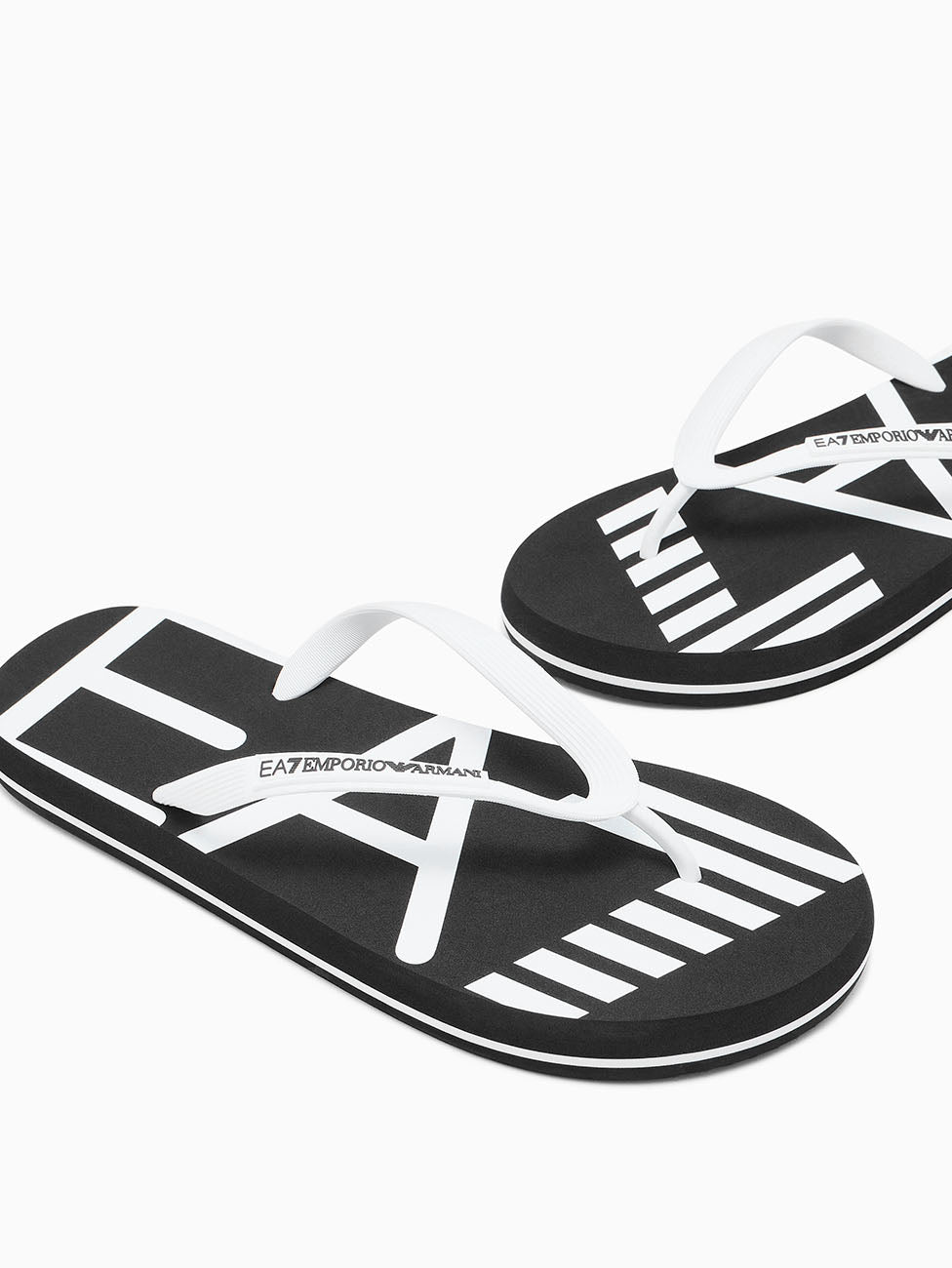 EA7 Black & White Oversize Logo Flip Flops