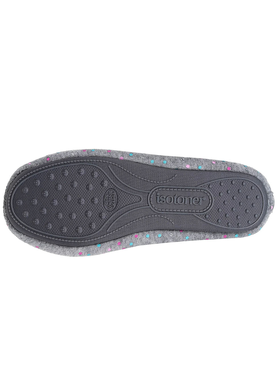 Isotoner Women's Pois Gris Ballerina Slippers