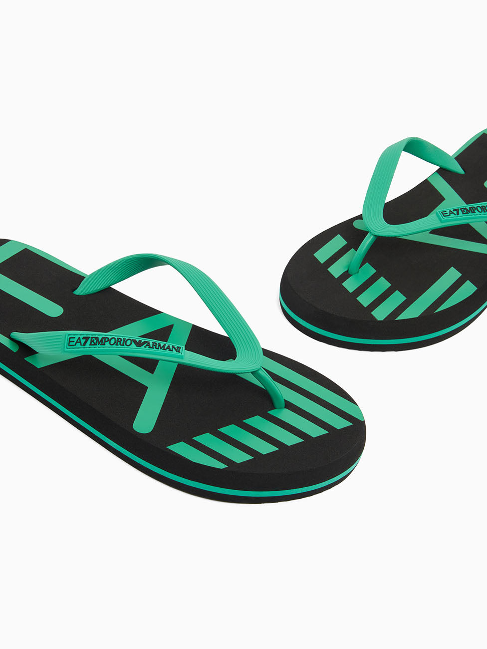 EA7 Holly Green Oversize Logo Flip Flops