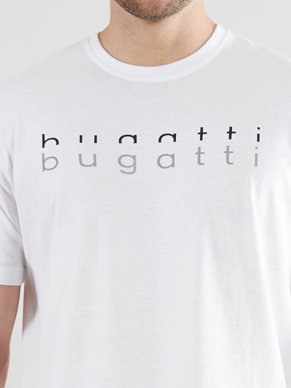 Bugatti White Logo Crew Neck T-Shirt