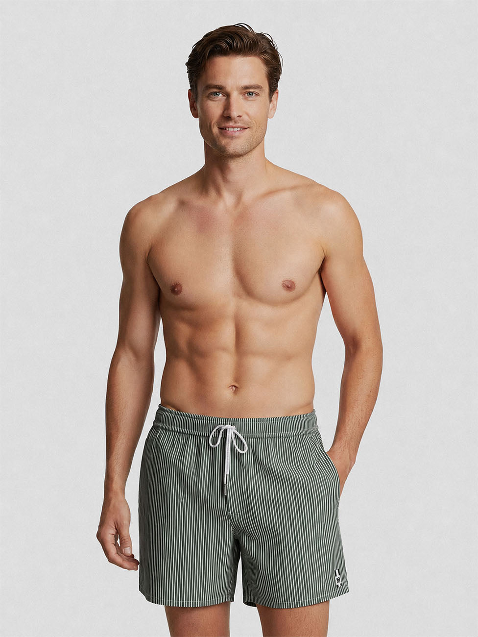 Impetus Green Striped Swim Shorts
