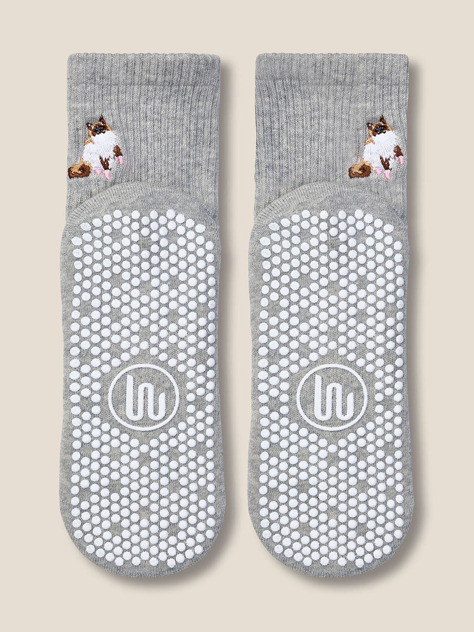 MoveActive Ginger Cat Grey Marle Crew Grip Socks