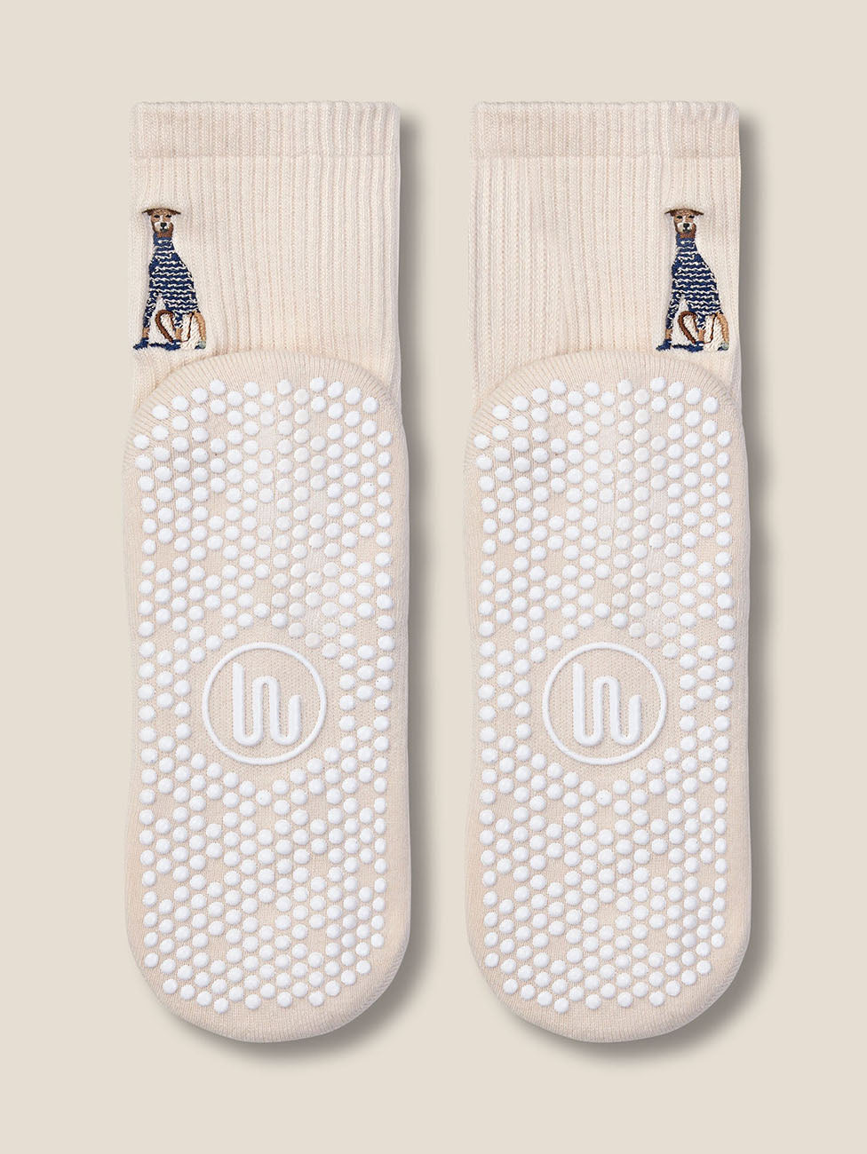 MoveActive Greyhound Oat Crew Grip Socks