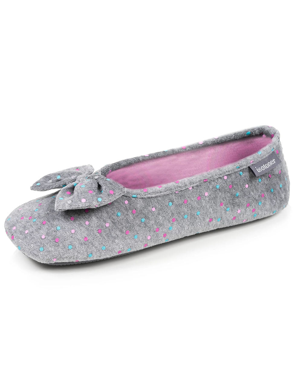 Isotoner Women's Pois Gris Ballerina Slippers