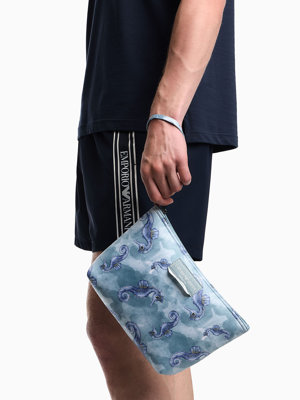 Emporio Armani Sea Animals Print Beach Pouch