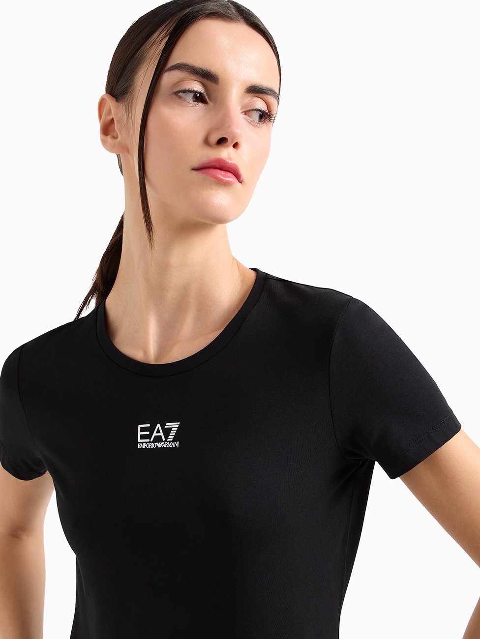 EA7 Logo Series Stretch Cotton And Modal T-Shirt
