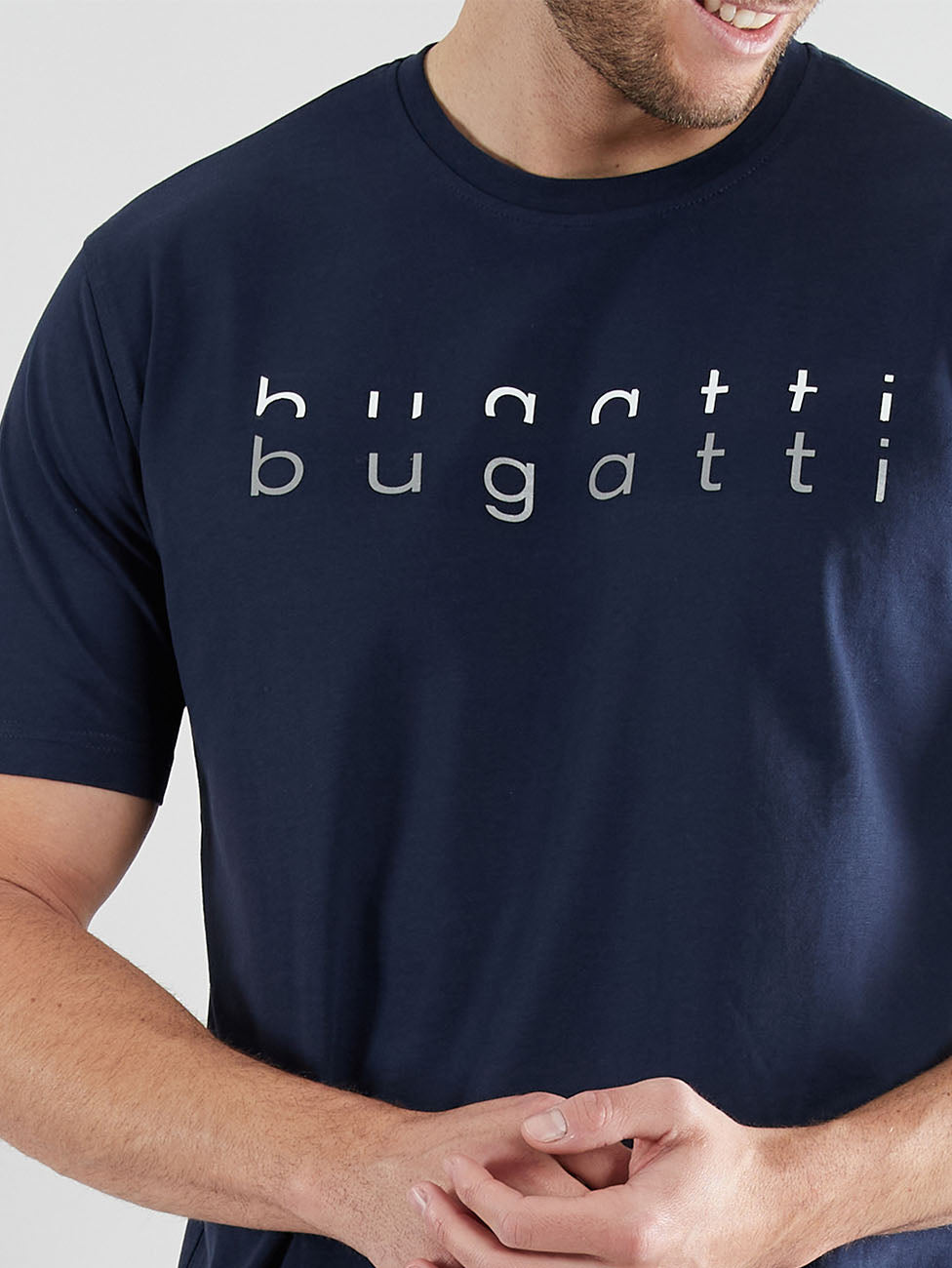 Bugatti Blue Logo Crew Neck T-Shirt