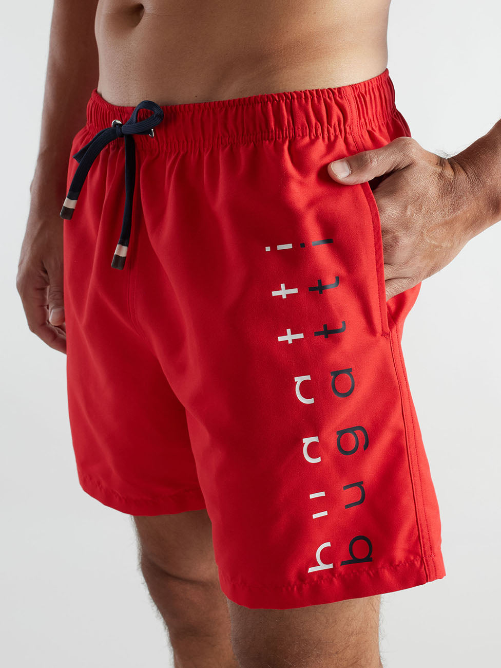 Bugatti Red Logo Print Beach Shorts
