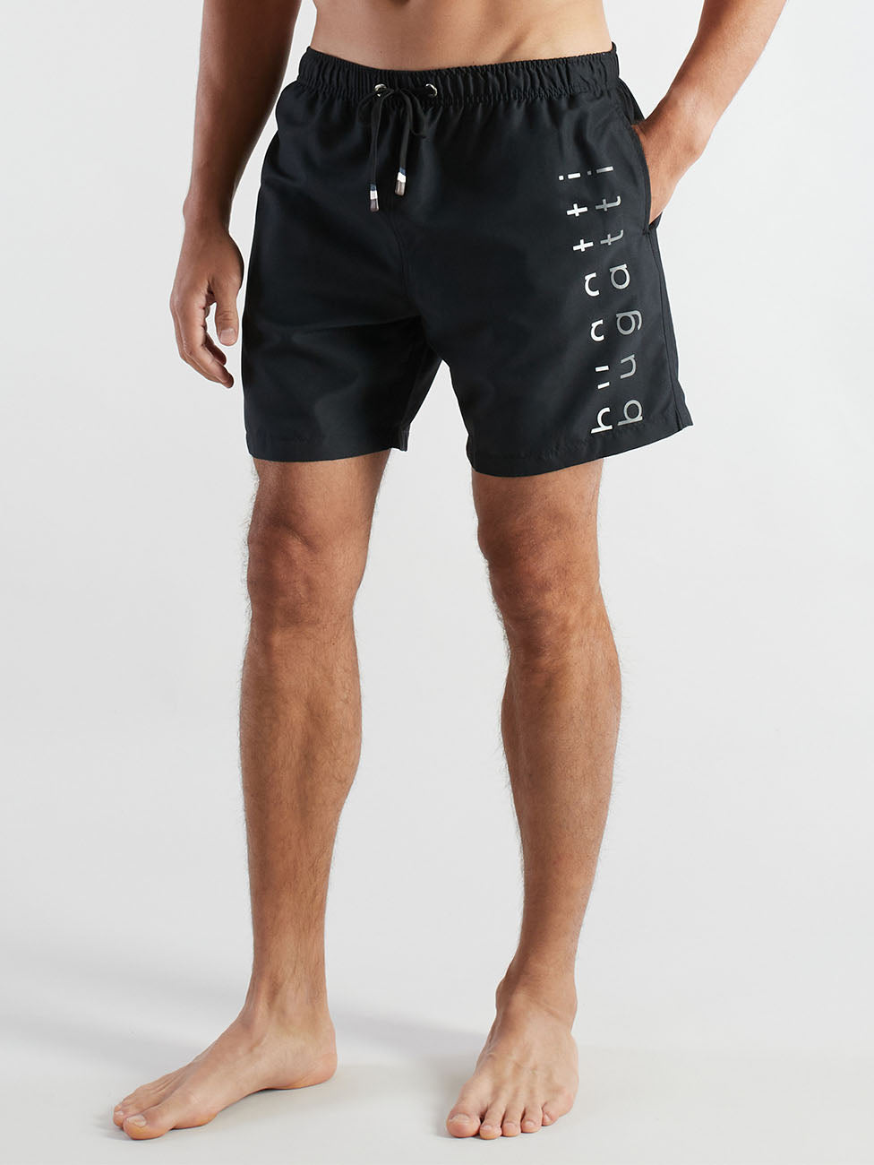 Bugatti Black Logo Print Beach Shorts