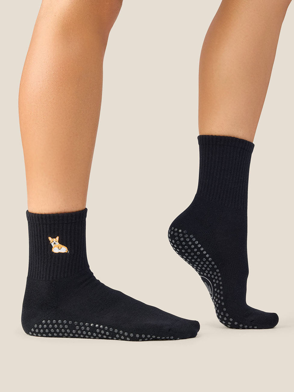 MoveActive Corgi Black Crew Grip Socks