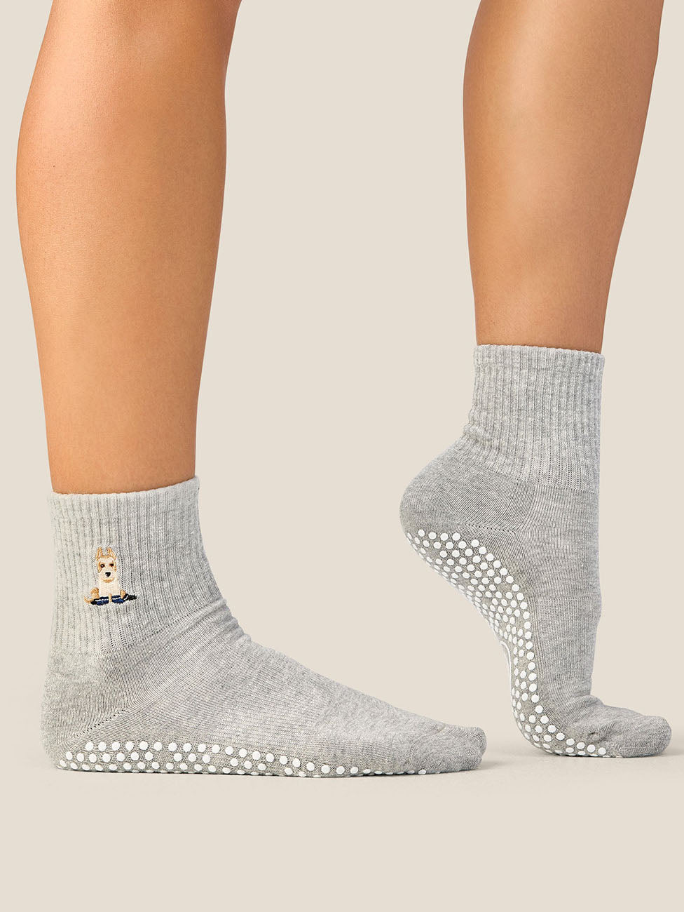 MoveActive Terrier Grey Marle Crew Grip Socks