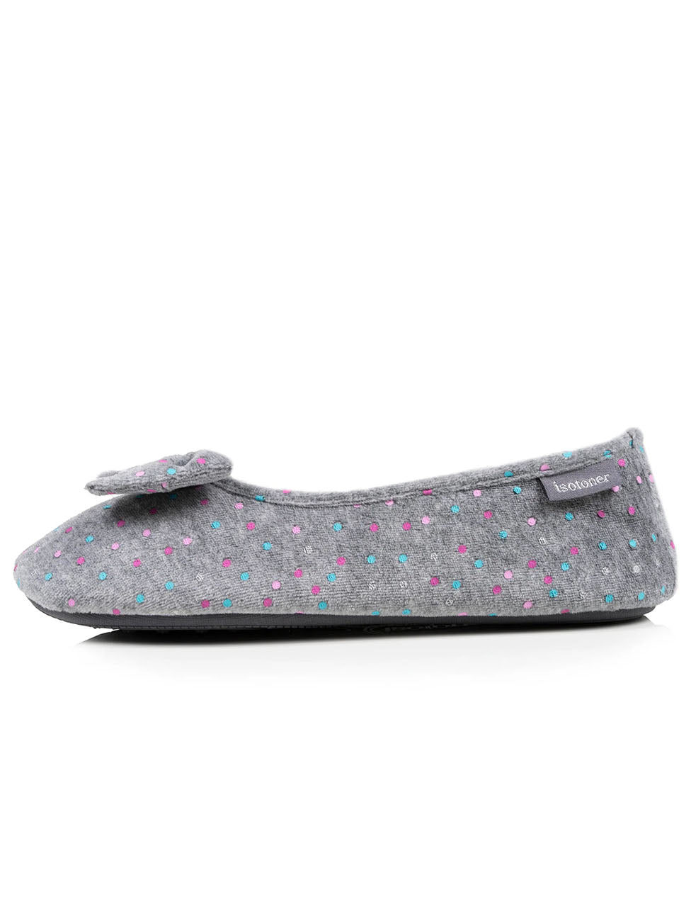 Isotoner Women's Pois Gris Ballerina Slippers