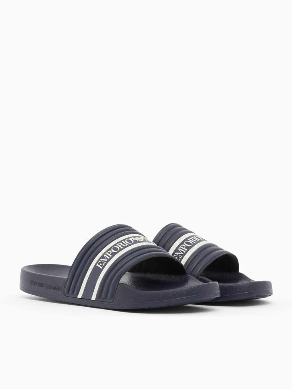 Emporio Armani Blue & White Logo Tape Slippers