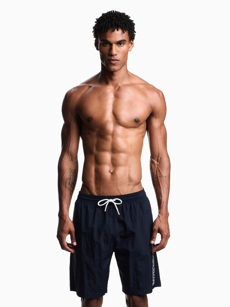Emporio Armani Embroidered Logo Beach Shorts