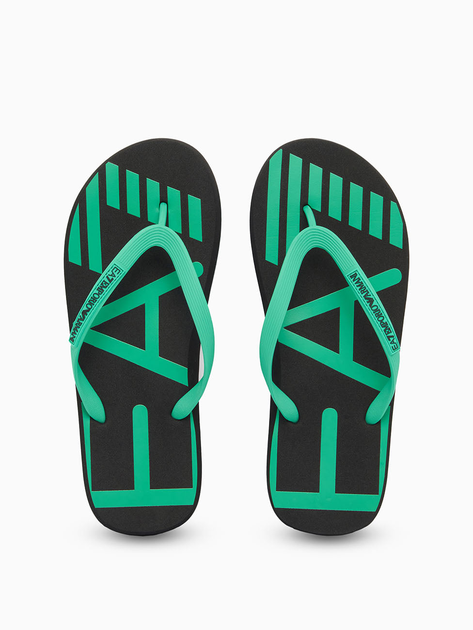 EA7 Holly Green Oversize Logo Flip Flops