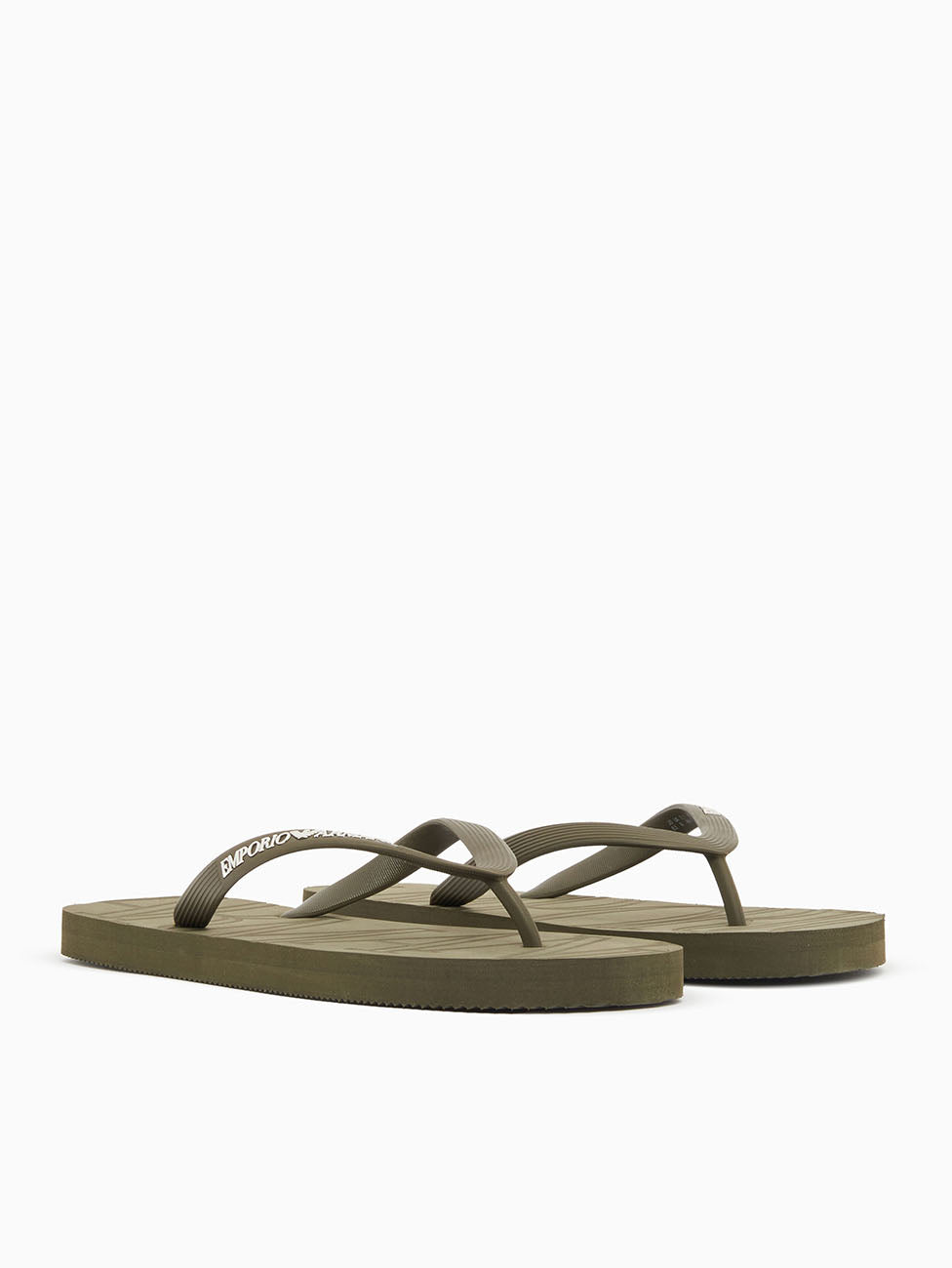 Emporio Armani Olive Green Rubber Flip Flops