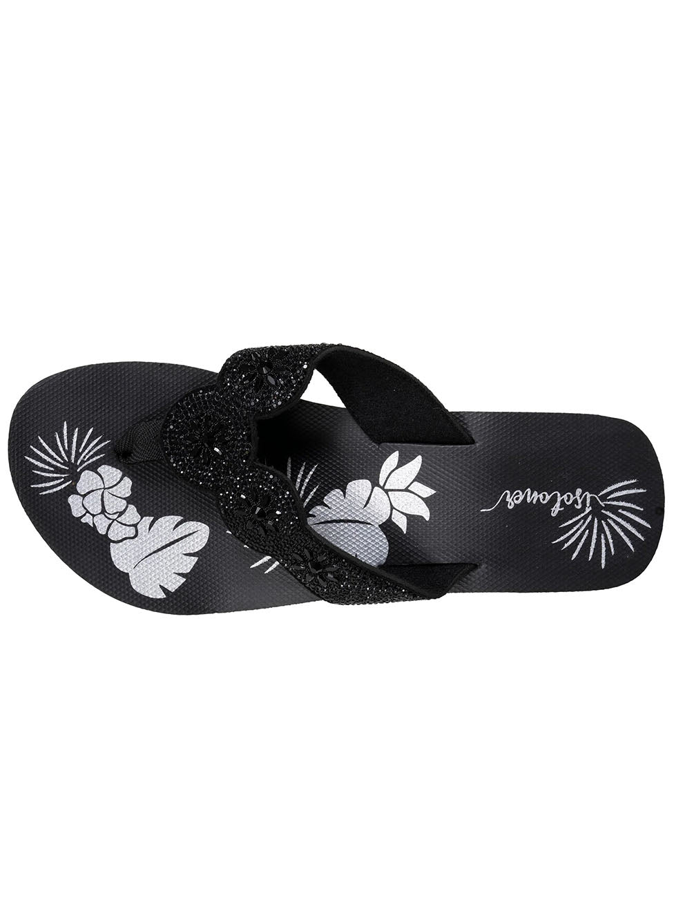 Isotoner Black Pearl-Heeled Women's Flip-flops