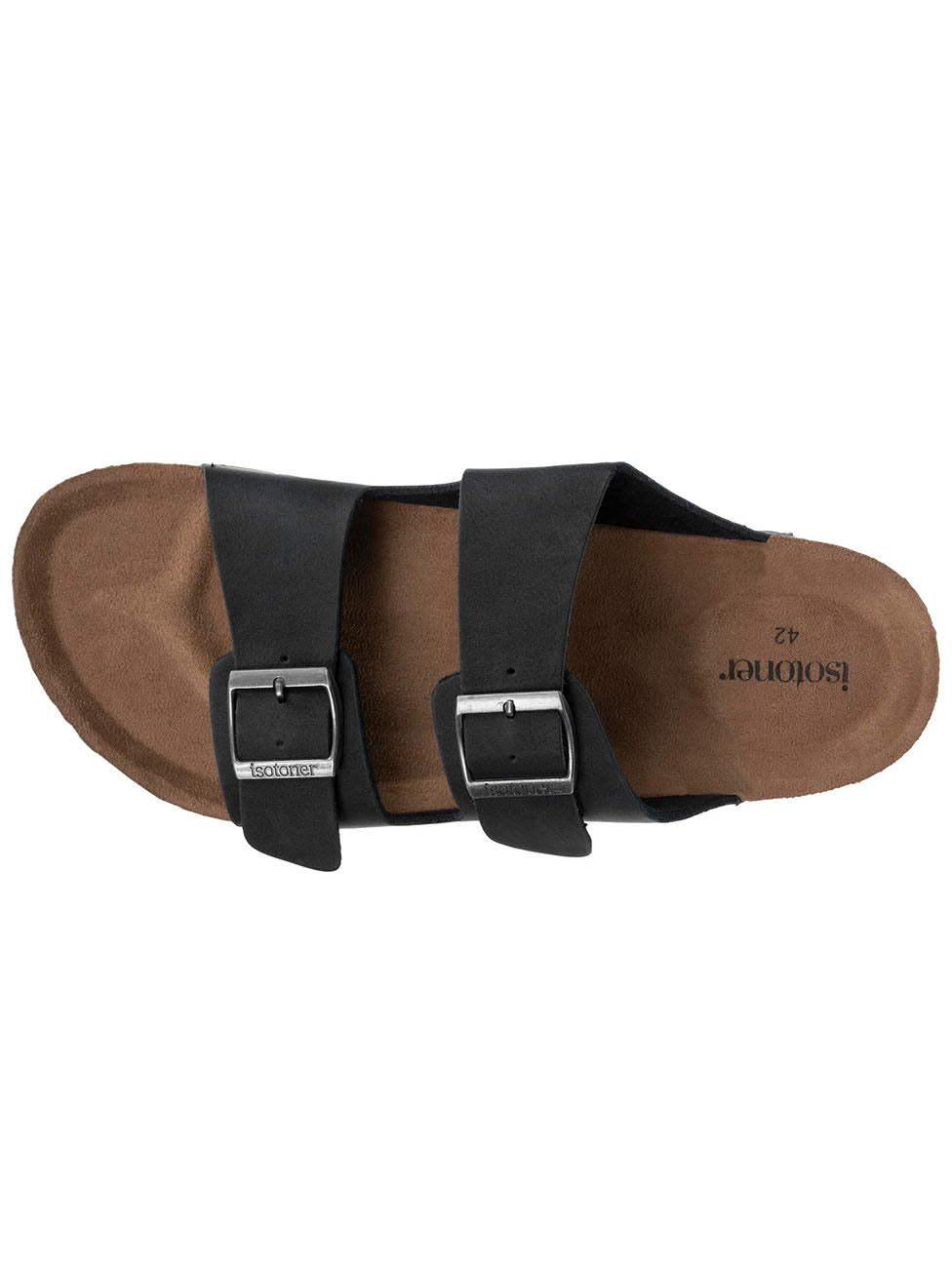 Isotoner Men's Comfort Double Buckle Black Slippers