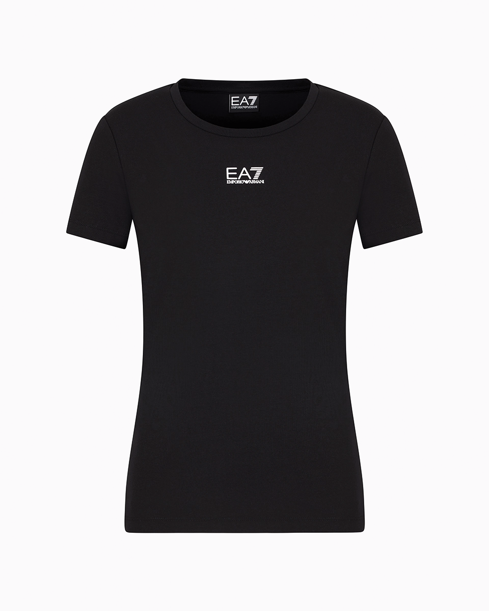 EA7 Logo Series Stretch Cotton And Modal T-Shirt