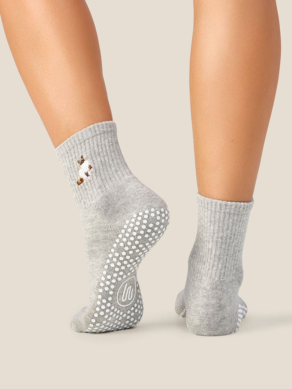 MoveActive Ginger Cat Grey Marle Crew Grip Socks