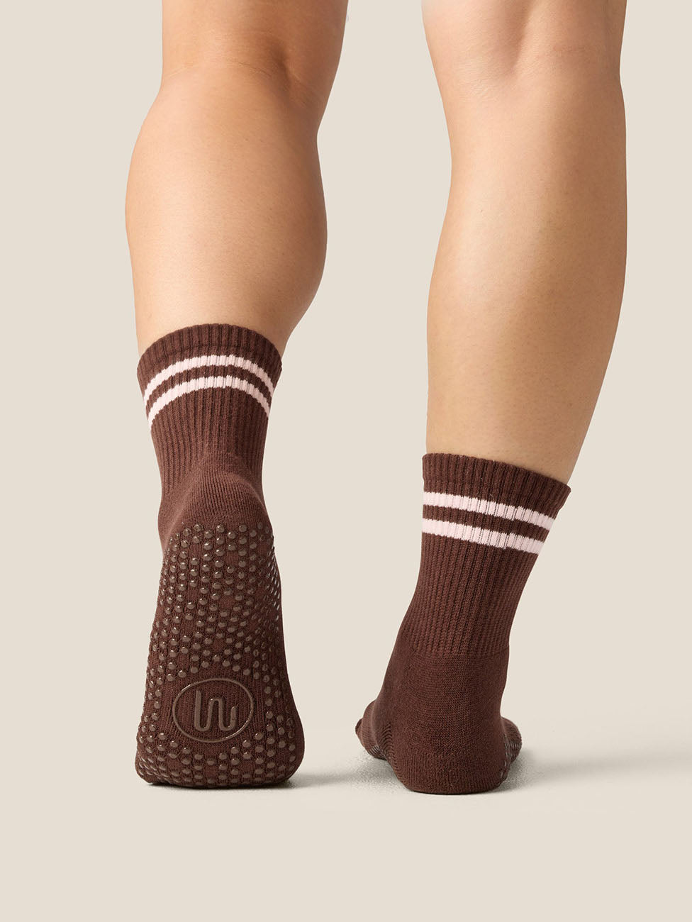 MoveActive Sporty Stripe Espresso Crew Grip Socks