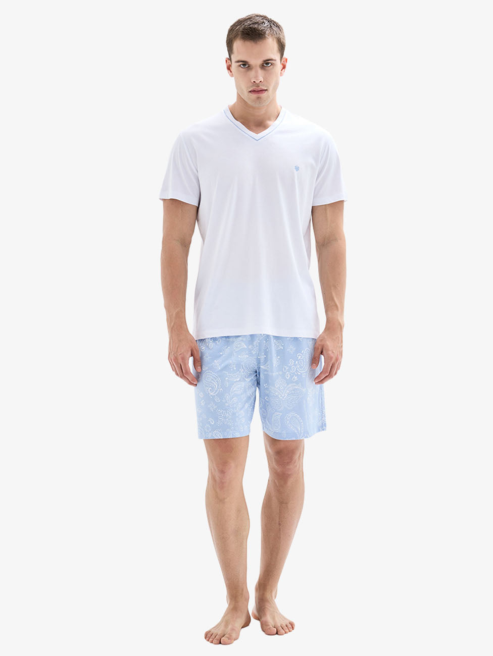 Blackspade Optic White & Blue Men's Short Pyjama
