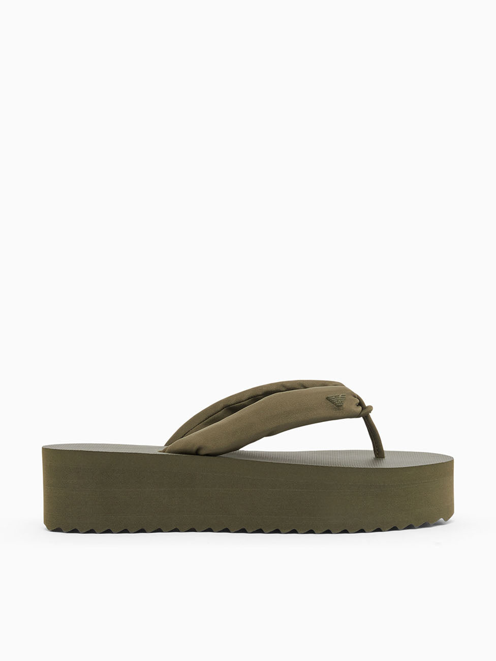 Emporio Armani Olive Green Rubber Wedge Flip Flops