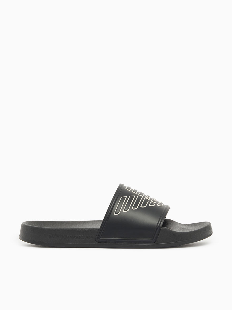 Emporio Armani Black & White Oversized Eagle Slippers