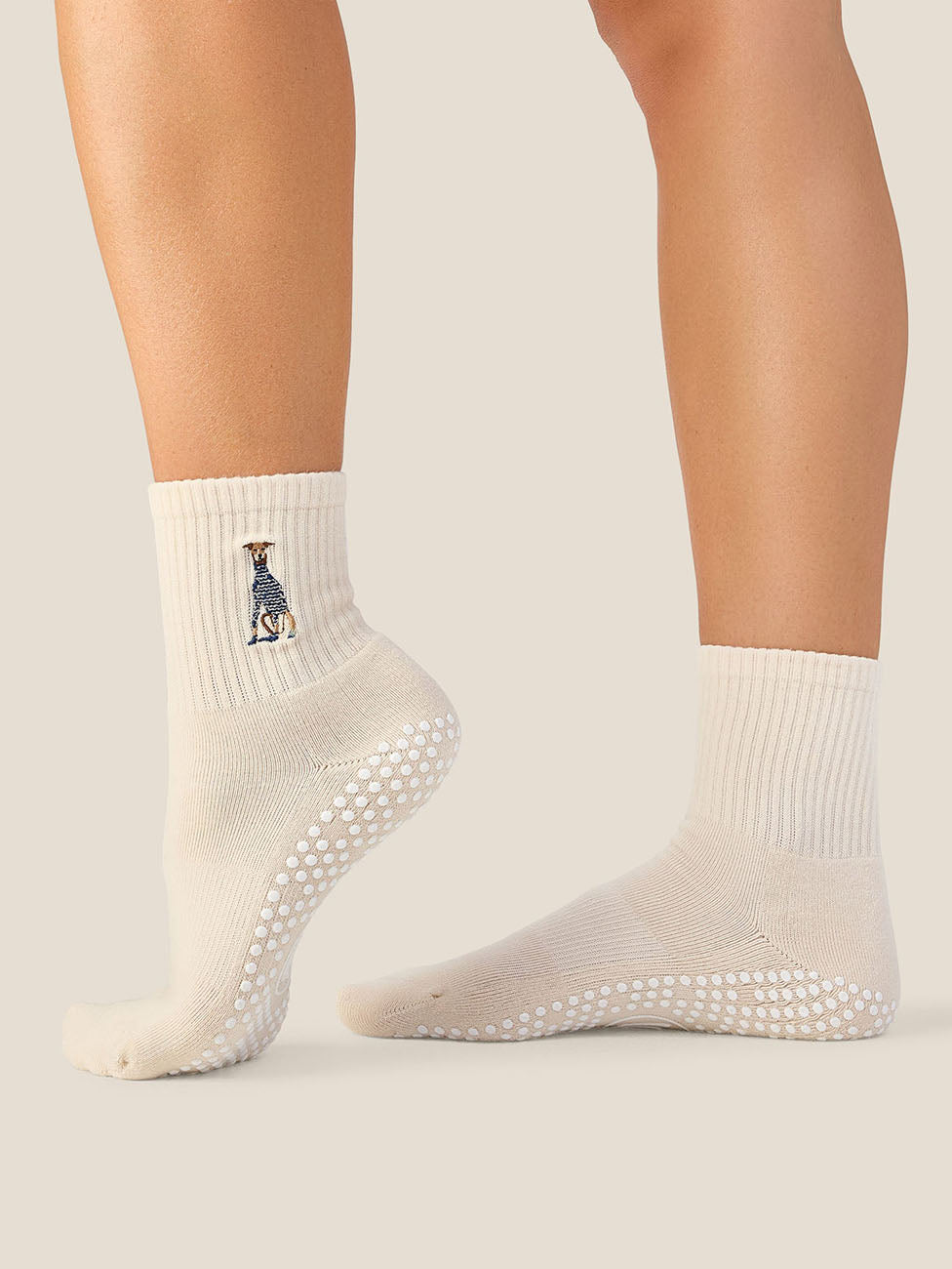 MoveActive Greyhound Oat Crew Grip Socks