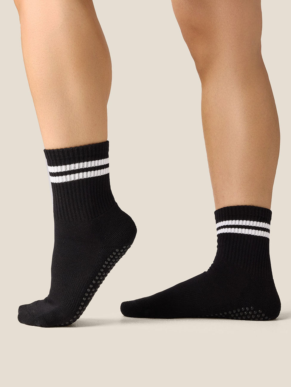 MoveActive Sporty Stripe Black Crew Grip Socks