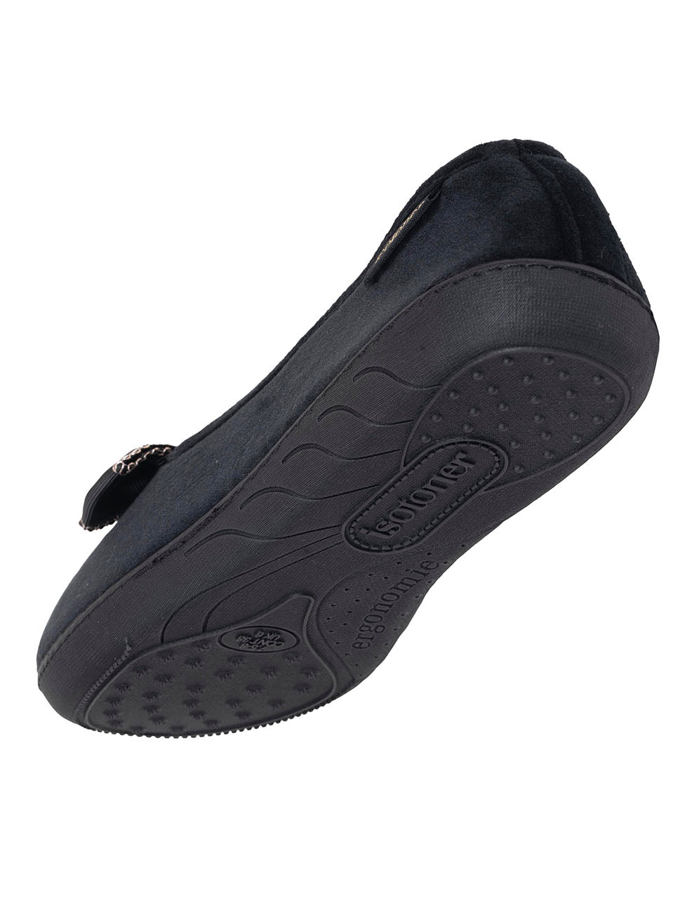 Isotoner Black Women's Chain-Detail Ballerina Slippers