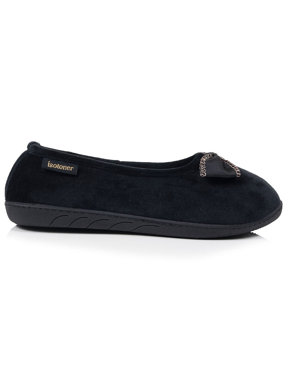 Isotoner Black Women's Chain-Detail Ballerina Slippers