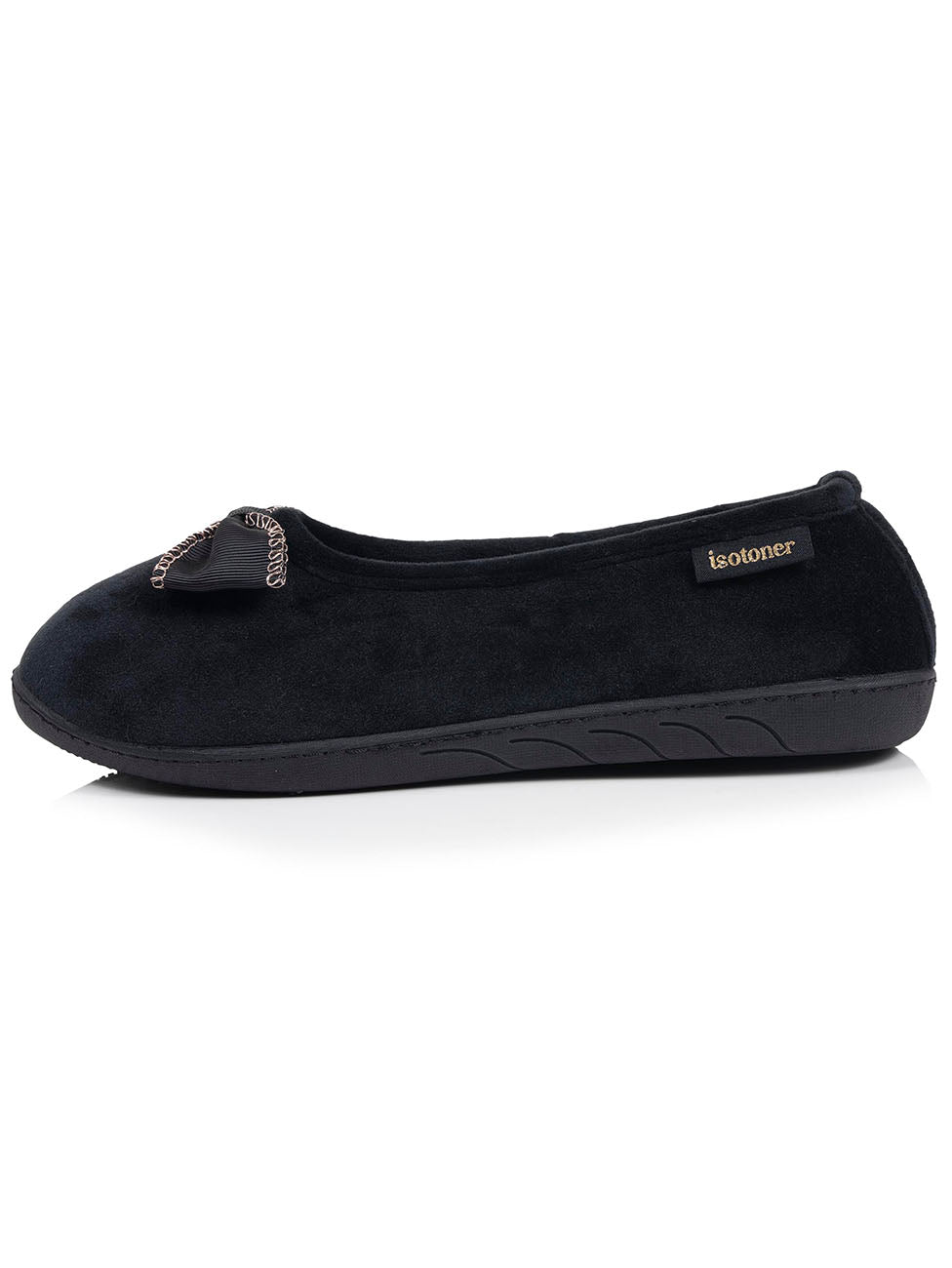 Isotoner Black Women's Chain-Detail Ballerina Slippers