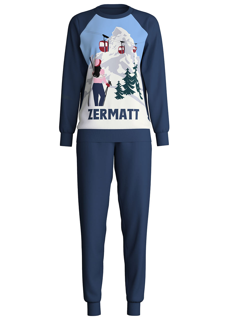 Calida Blue Ski Resort Women Cuffed Pyjama