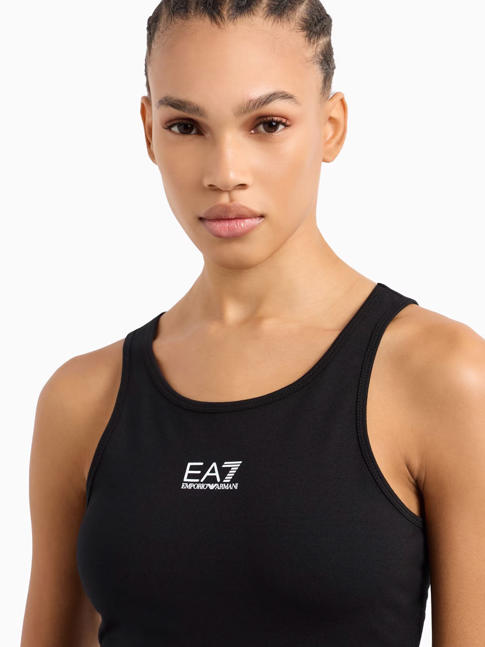 EA7 Logo Series Stretch-Cotton Top