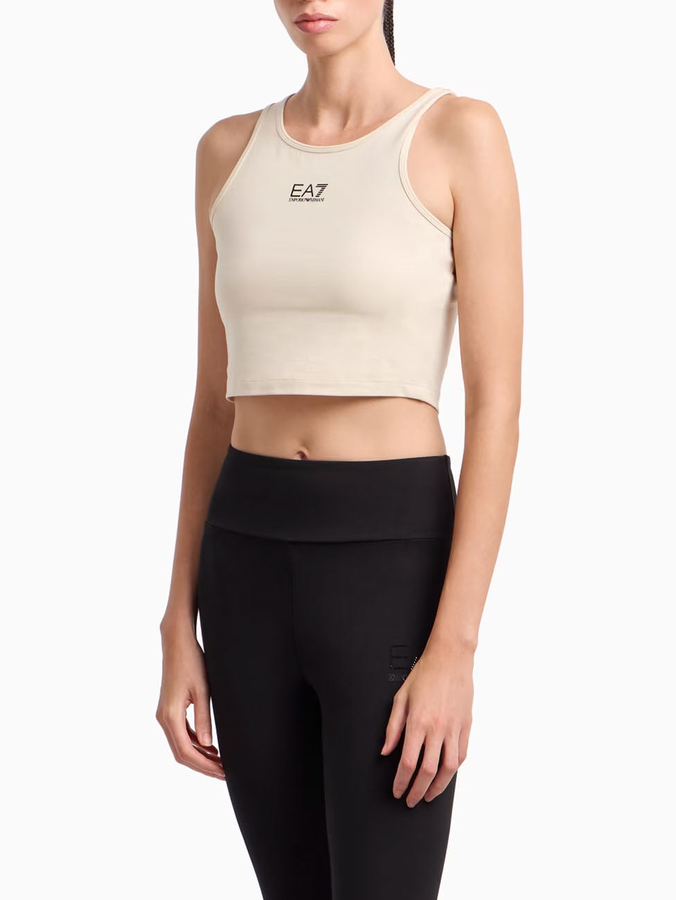 EA7 Logo Series Stretch-Cotton Top